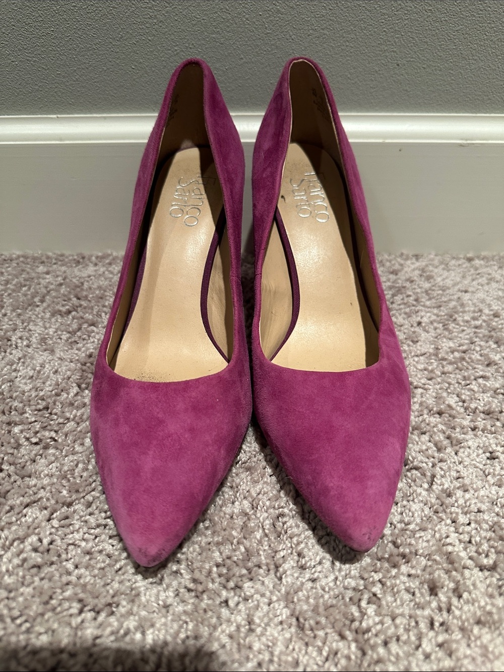 Franco Sarto Magenta Suede Pointed-Toe Pumps